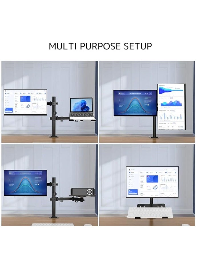 Generic - Laptop Monitor Mount Stand- Height Adjustable Desk Mount with Clamp and Grommet Mounting Base for 1 monitor 15 -33” and 1 laptop 13 -17”, VESA 75/100 Max Load 9KG - Image 1