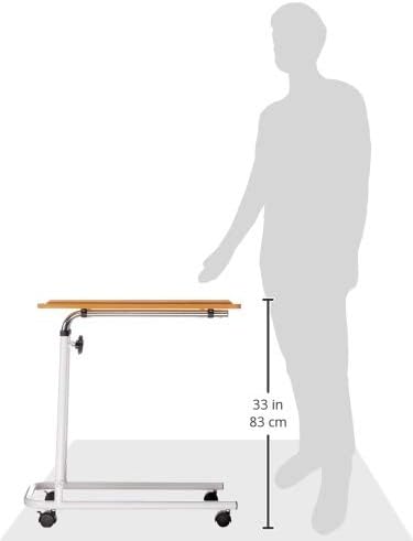 NRS Healthcare L17516 Alloy Steel Overbed Chair Table Adjustable Tilting and Wheeled - Image 3