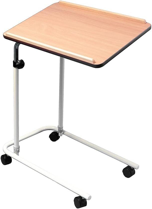 NRS Healthcare L17516 Alloy Steel Overbed Chair Table Adjustable Tilting and Wheeled - Image 1