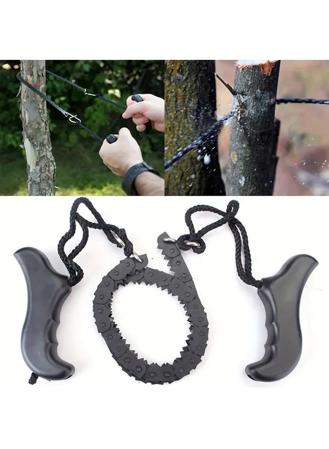 Black Handle Bracelet Survival Pocket Chainsaw For Camping Hiking - Image 1