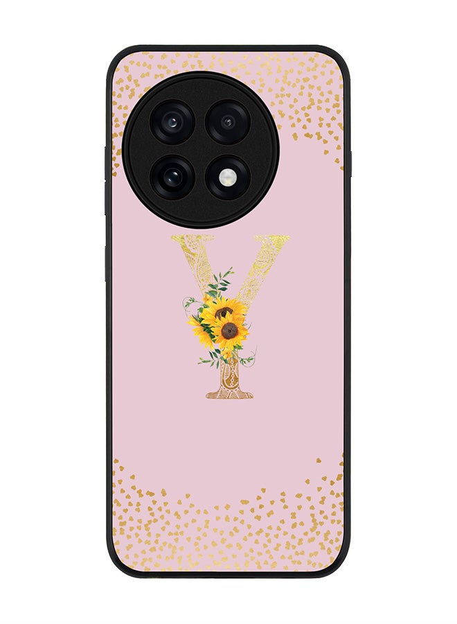 Stylizedd For OnePlus 13R / Ace 5 Pro Case,Slim fit Camera Protection, Shockproof Thin Phone cover  - Custom Floral Monogram - Y  (Pink )