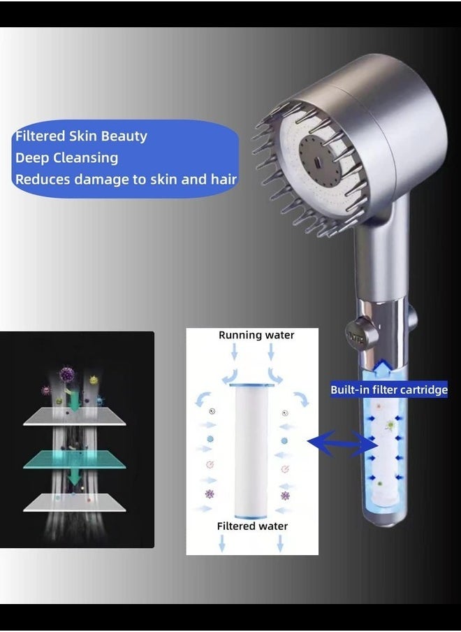 Generic High Pressure Handheld Shower head with filters-3 Spray Mode & Detachable Spray Gun Mode,with Scalp Massager Shampoo Brush,for Dry Hair & Skin high pressure shower heads.  - Image 2