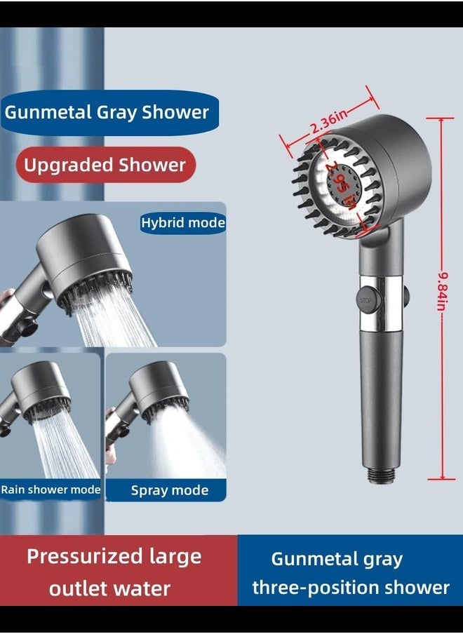 Generic High Pressure Handheld Shower head with filters-3 Spray Mode & Detachable Spray Gun Mode,with Scalp Massager Shampoo Brush,for Dry Hair & Skin high pressure shower heads.  - Image 3
