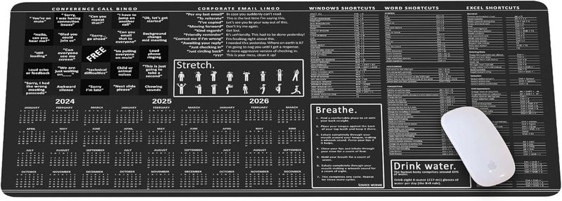 Designfullprint Large Office Mouse Mat, Conference Call Bingo Mouse Pad for Desk, Excel Shortcuts, Windows Shortcuts, Word Shortcuts, Employee Gift - Image 1