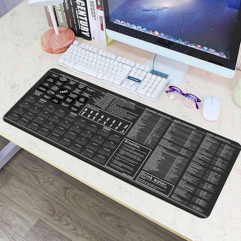 Designfullprint Large Office Mouse Mat, Conference Call Bingo Mouse Pad for Desk, Excel Shortcuts, Windows Shortcuts, Word Shortcuts, Employee Gift - Image 2