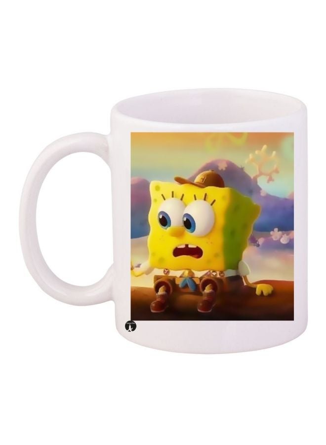 RYN SpongeBob Printed Coffee Mug White/Yellow/Brown 11ounce