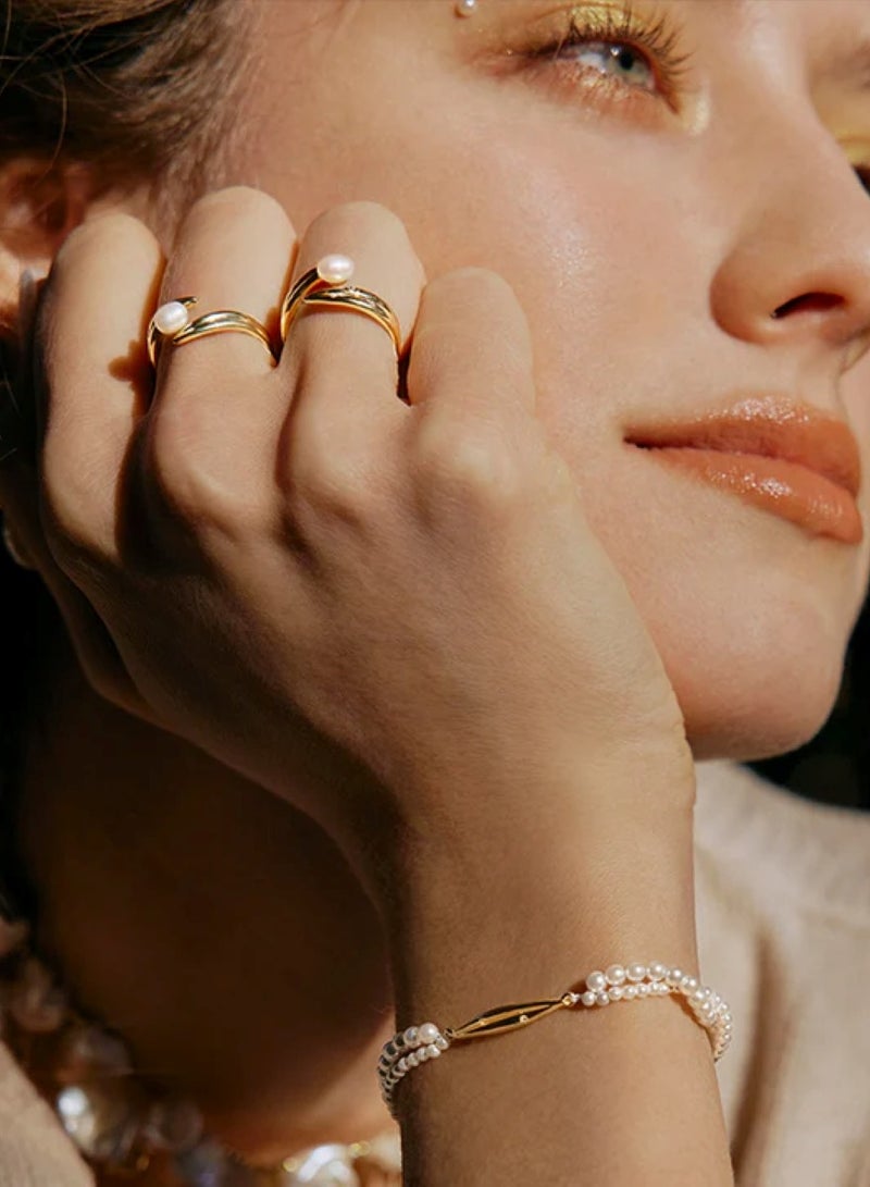 هيفانج خاتم لؤلؤ الزيتون حلقة مفتوحة - Image 3