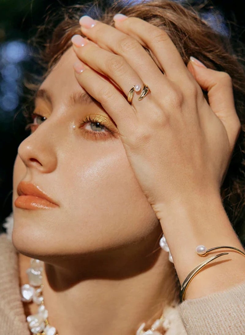 هيفانج خاتم لؤلؤ الزيتون حلقة مفتوحة - Image 5