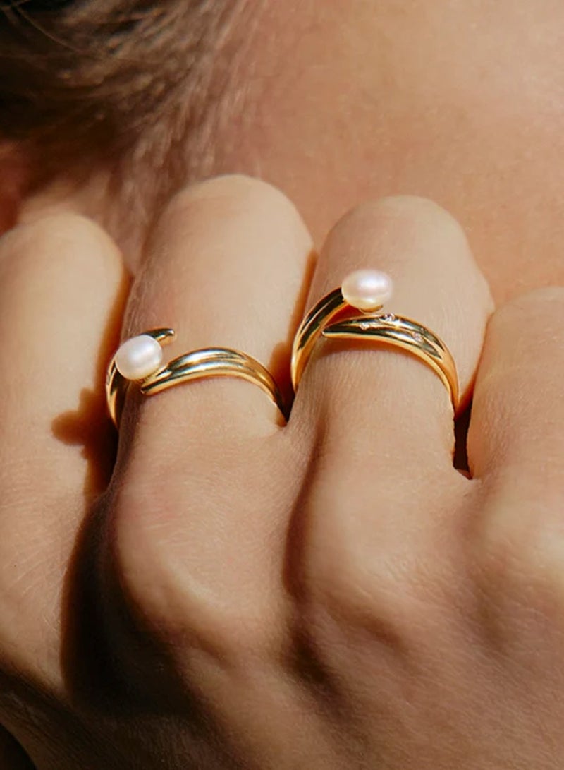 هيفانج خاتم لؤلؤ الزيتون حلقة مفتوحة - Image 2