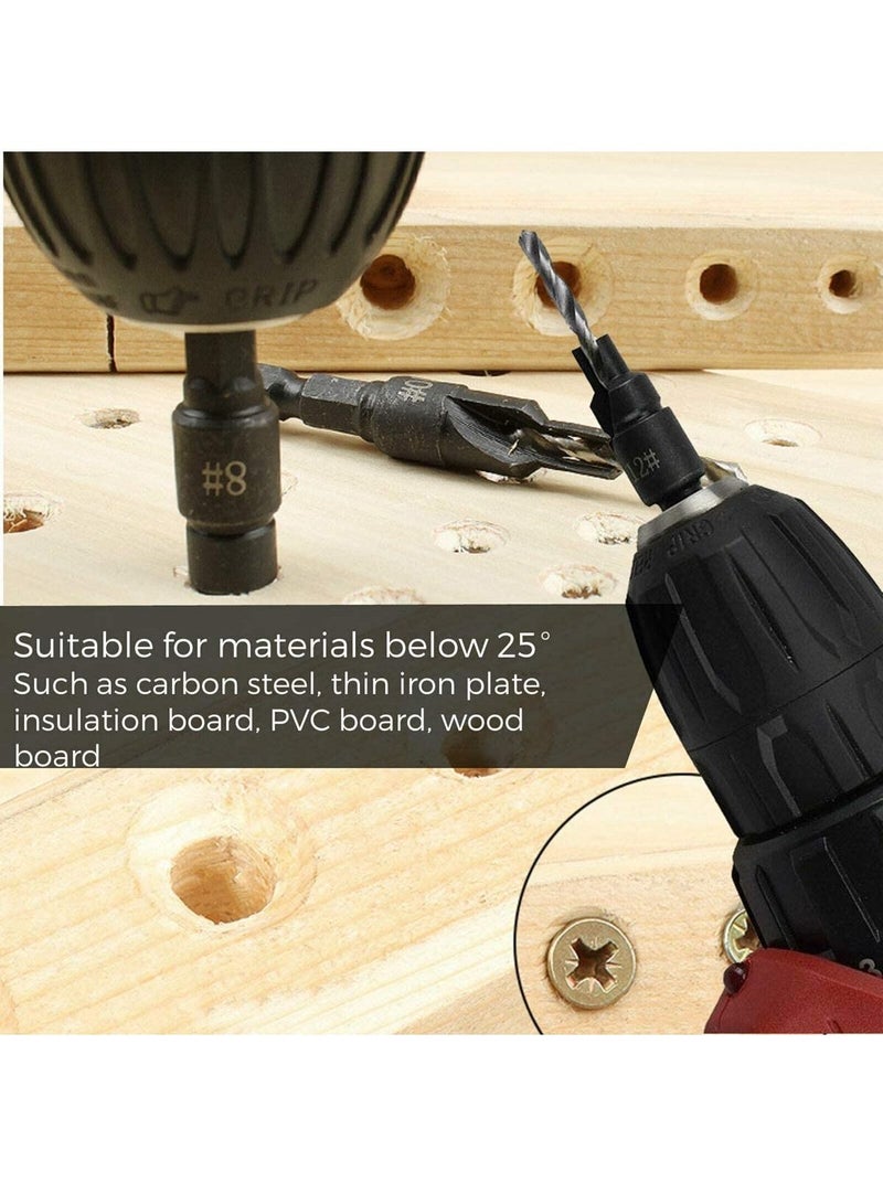 NIBEMINENT SYOSI Wood Countersink Drill Bit Set Boring Counterbore Chamfer Bore Hole Cutter HSS Quick Change Hex Shank Screw Counter for Woodworking  - Image 2