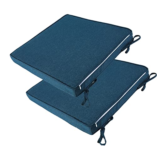 FUNHOME Outdoor Chair Cushions 18x18 Inch,Set of 2,Water Resistant Chair Pads with Ties,Square Seat Cushion 18"x18"x2.5",Patio Chair Cushion for Garden,Backyard Furniture(Denim Blue) - Image 2