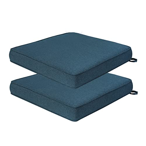 FUNHOME Outdoor Chair Cushions 18x18 Inch,Set of 2,Water Resistant Chair Pads with Ties,Square Seat Cushion 18"x18"x2.5",Patio Chair Cushion for Garden,Backyard Furniture(Denim Blue) - Image 1