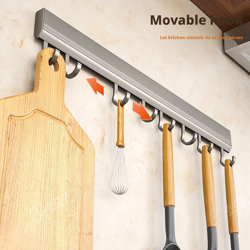 Kitchen Hook Rack, No Drill Wall Mount, Aluminum Alloy, Multifunctional Storage Hooks - Image 2