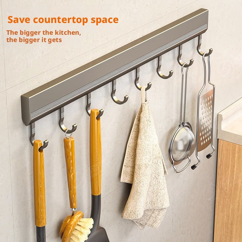 Kitchen Hook Rack, No Drill Wall Mount, Aluminum Alloy, Multifunctional Storage Hooks - Image 3
