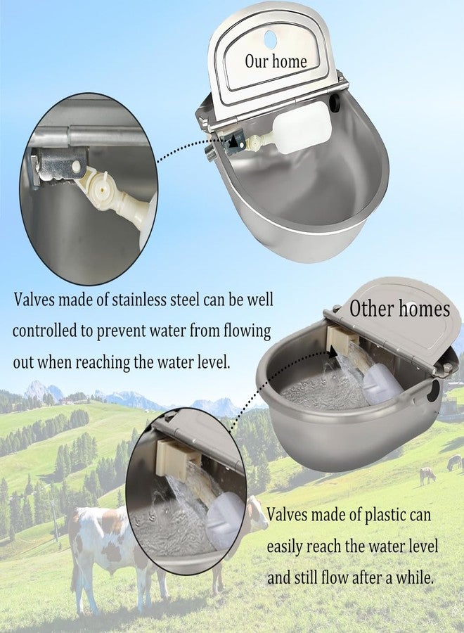 Qicfrk Automatic Animal Drinking Horse Water Bowl Stainless-Steel Livestock Waterer with Float Valve, Large Capacity Outdoor Trough for Dogs Horse Goat Pig Cow - Image 4
