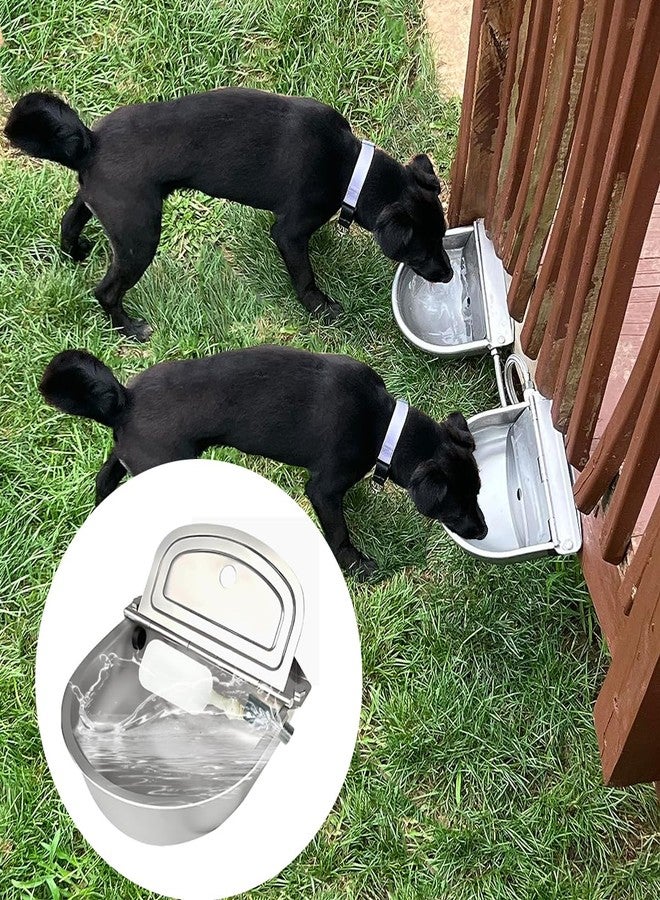 Qicfrk Automatic Animal Drinking Horse Water Bowl Stainless-Steel Livestock Waterer with Float Valve, Large Capacity Outdoor Trough for Dogs Horse Goat Pig Cow - Image 5