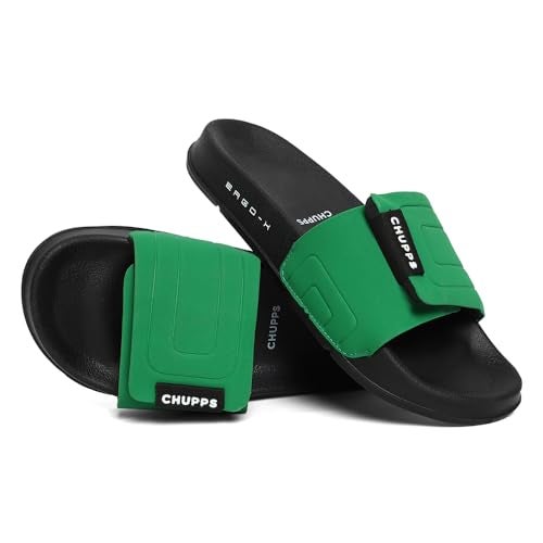 CHUPPS Quilt Bloom Green & Black Drift Orthopedic Slippers | Soft Footpharma Footbed | Breathable Ventilation Holes | Lightweight Flip Flops | Anti-Skid Chappals for Everyday For Womens - Image 1