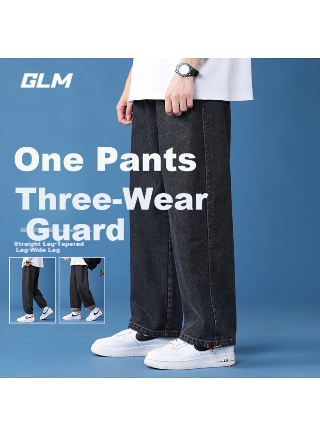 Glm Jeans For Men, Spring And Summer Korean Style Trendy Versatile Straight-leg Slimming Heightening American Loose Wide-leg Trousers - Image 1