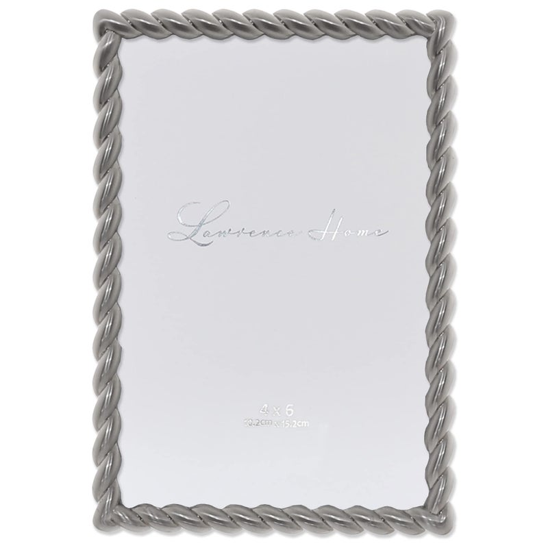 Lawrence Frames 4x6 Brushed Nickel Metal Picture Frame with Rope Design - Image 1