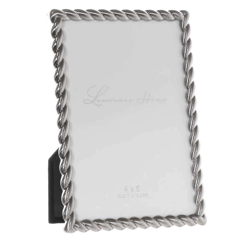 Lawrence Frames 4x6 Brushed Nickel Metal Picture Frame with Rope Design - Image 2