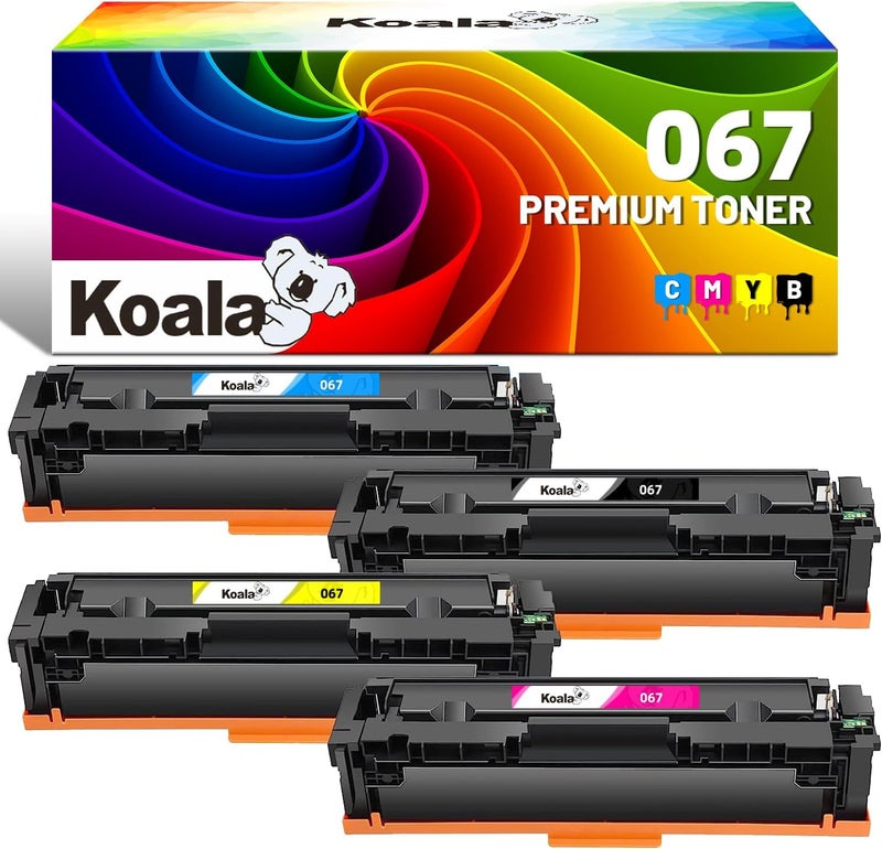 Koala 067 067H Toner Set (With Chip) Compatible Toner Cartridge to Replace Canon 067 067H for Canon i-SENSYS MF655CDW MF657CDW LBP631CW LBP633CDW MF651CW Printers (Black Cyan Yellow Magenta, Pack of - Image 1