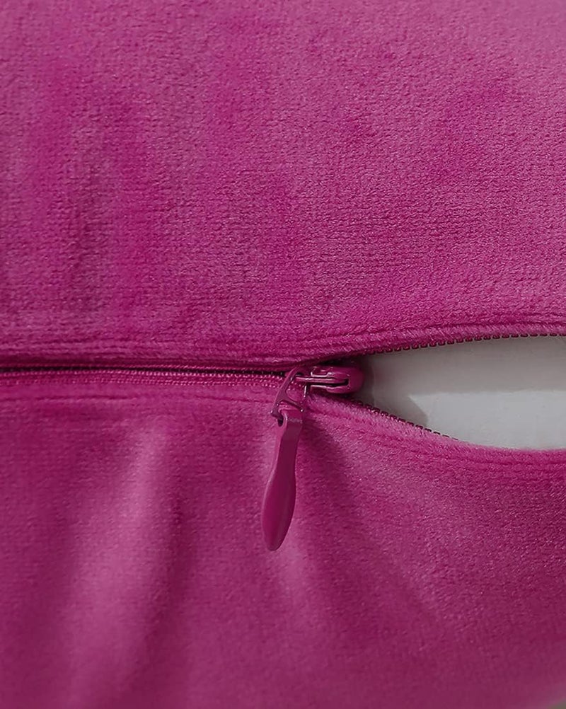 mixeoo Comfy Hot Pink Throw Pillow Covers Decorative Lumbar Rectangle Thick Velvet Super Soft Cushion Cases Home Decor for Sofa Couch Living Room, Set of 2, 12 x 20 Inch - Image 4