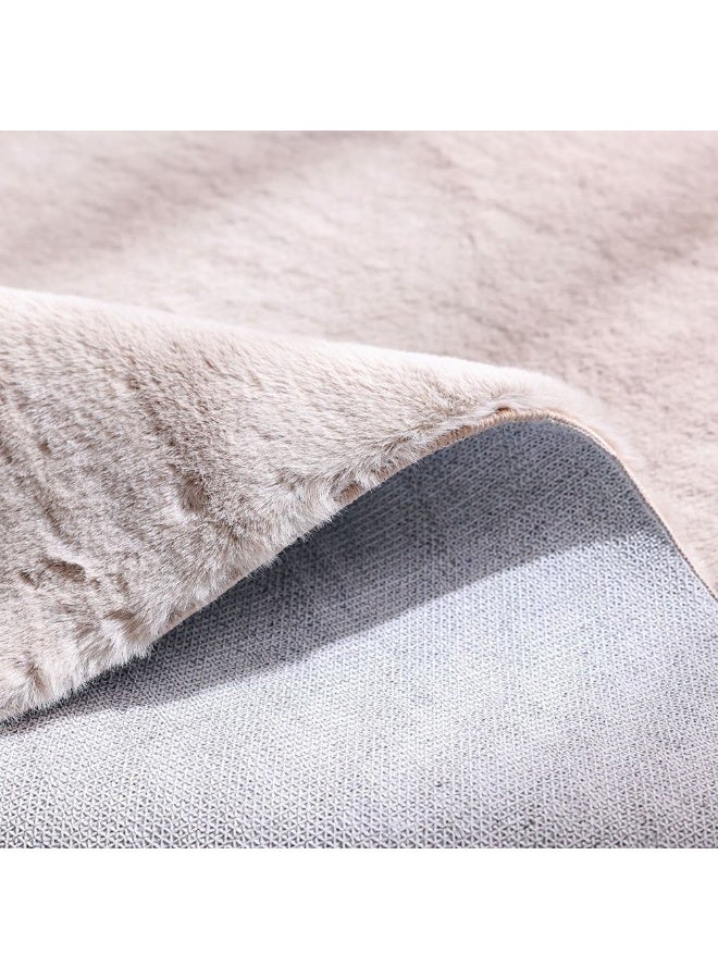 DANUBE HOME Plain Plush Solid Soft Fur Rug  | Washable Solids Style | Polyester Area Rug Floor Covering | Indoor Carpet For Living Room Dining Bedroom 160x230cm-Cream - Image 3
