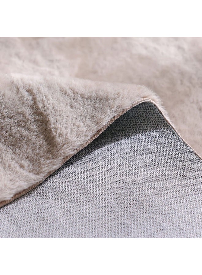 DANUBE HOME Plain Plush Solid Soft Fur Rug  | Washable Solids Style | Polyester Area Rug Floor Covering | Indoor Carpet For Living Room Dining Bedroom 160x230cm-Cream - Image 5