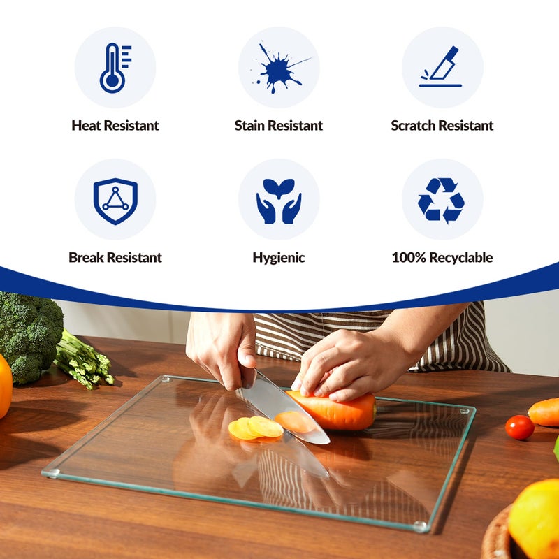 Kitchenville Glass Cutting Board 16"x12": Tempered Glass Kitchen Counter Protector - Durable- Scratch-Resistant, Heat-Proof - Clear Design - Image 2