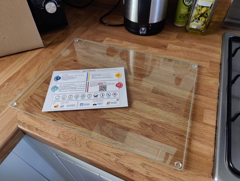 Kitchenville Glass Cutting Board 16"x12": Tempered Glass Kitchen Counter Protector - Durable- Scratch-Resistant, Heat-Proof - Clear Design - Image 1