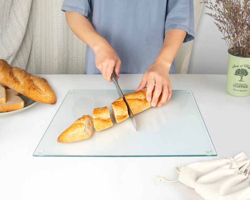 Kitchenville Glass Cutting Board 16"x12": Tempered Glass Kitchen Counter Protector - Durable- Scratch-Resistant, Heat-Proof - Clear Design - Image 3