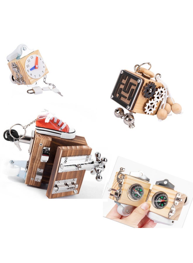 Montessori Children's Fun Life Busy Wooden Block Baby's Enlightenment Educational Early Education Teaching Tools Unlock Busy Board Toys-Color:Swf-Shoes Busy Wood Block 0.63  - Image 2