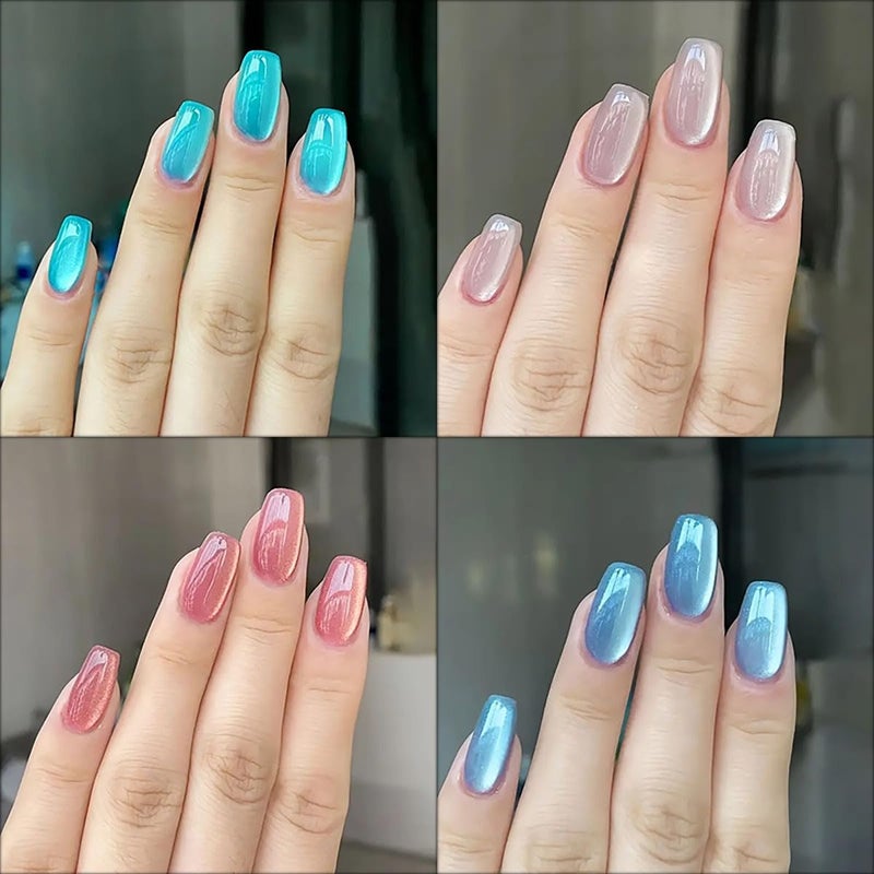 CTTHNBD 4 Packs (96 Pcs) Press on Nails Square, Medium Press on Nails, Ombre, Solid Color Fake Nails Kit for Women 12 Sizes - 4 Colors - Image 1