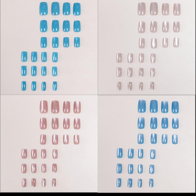 CTTHNBD 4 Packs (96 Pcs) Press on Nails Square, Medium Press on Nails, Ombre, Solid Color Fake Nails Kit for Women 12 Sizes - 4 Colors - Image 2