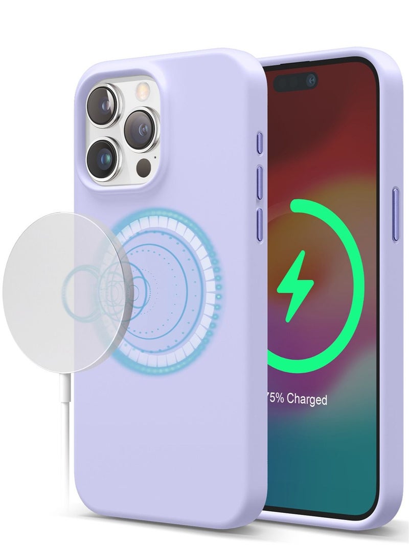Elago Magnetic Liquid Silicone for iPhone 15 Pro MAX Case Cover with MagSafe Shockproof - Purple