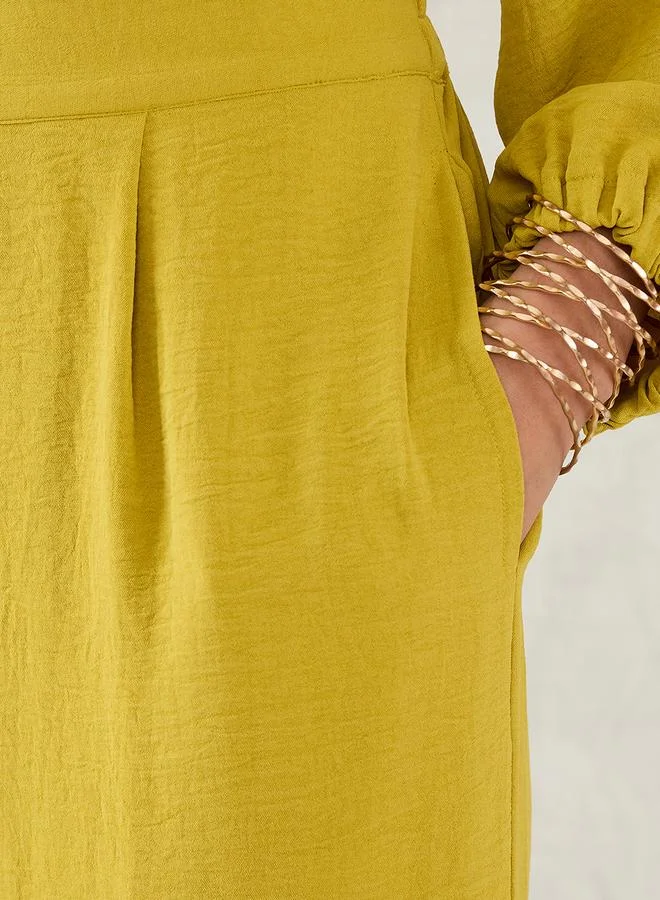 Femmella Femmella Solid Wrap Top and Straight Pants Co-Ords