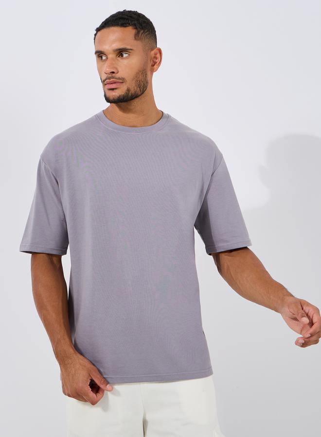 تيشيرت قطن فضفاض بطبعة على الظهر