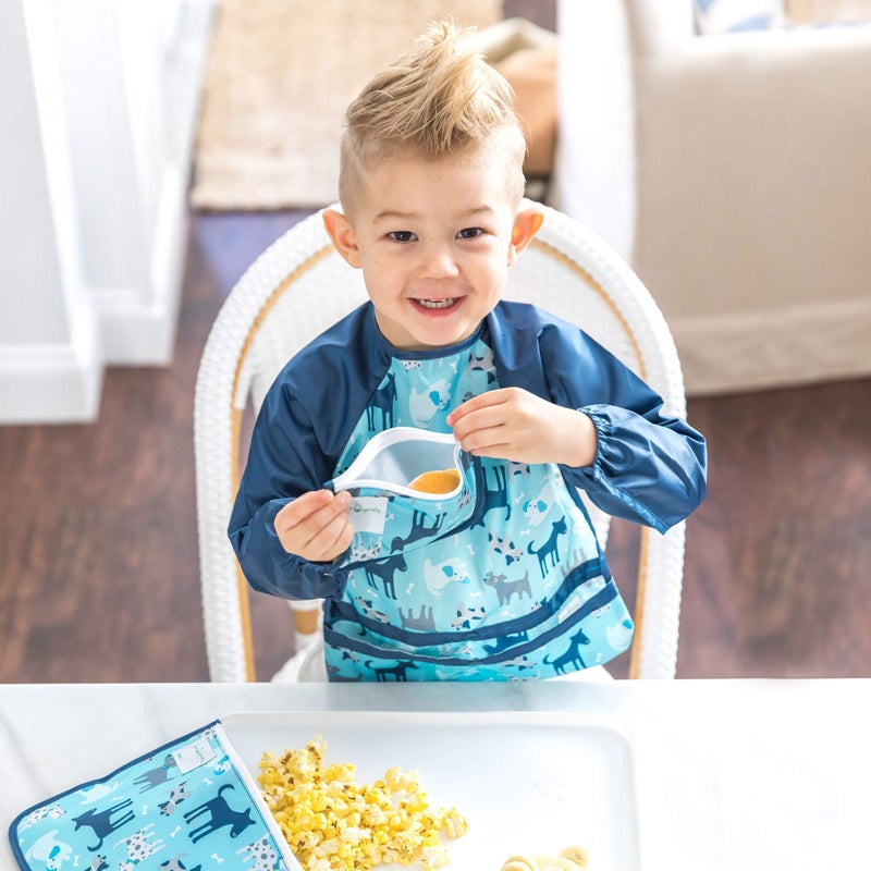 green sprouts Easy-wear Long Sleeve Bib | Waterproof Protection | Flipped Pocket, Soft Material, Easy Clean Smock - Image 4