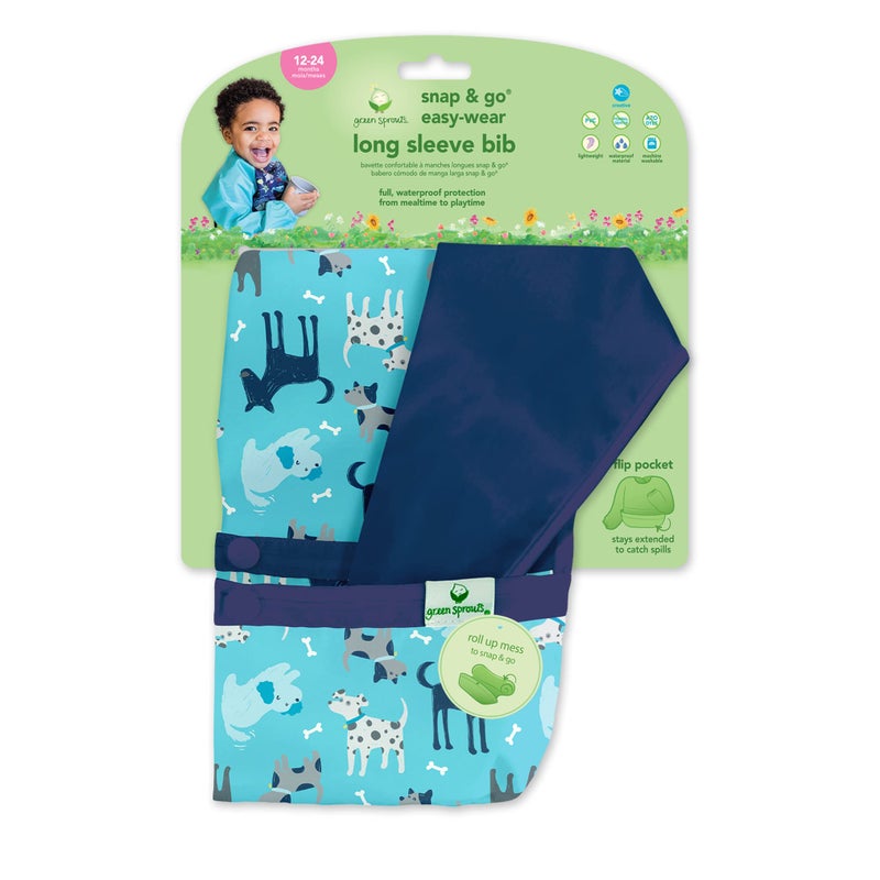green sprouts Easy-wear Long Sleeve Bib | Waterproof Protection | Flipped Pocket, Soft Material, Easy Clean Smock - Image 1