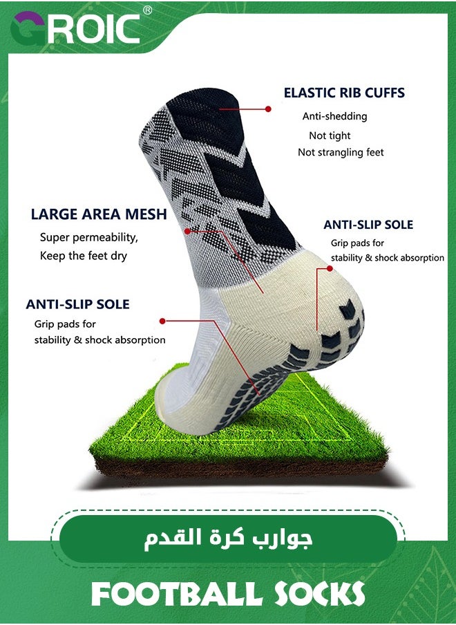 GROIC 6 Pairs Men's Soccer Socks, Anti Slip Colorful Sports Football Basketball Softball Baseball Socks, Athletic Socks Woven Mid-Calf Socks, Compression Ankle Protection Socks with Non-Slip Pads  - Image 4