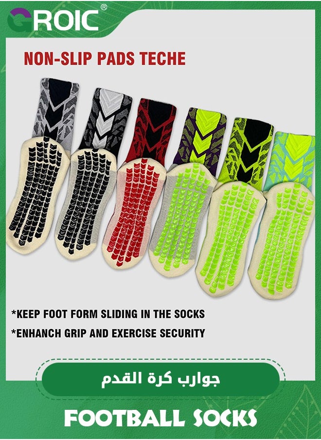 GROIC 6 Pairs Men's Soccer Socks, Anti Slip Colorful Sports Football Basketball Softball Baseball Socks, Athletic Socks Woven Mid-Calf Socks, Compression Ankle Protection Socks with Non-Slip Pads  - Image 5