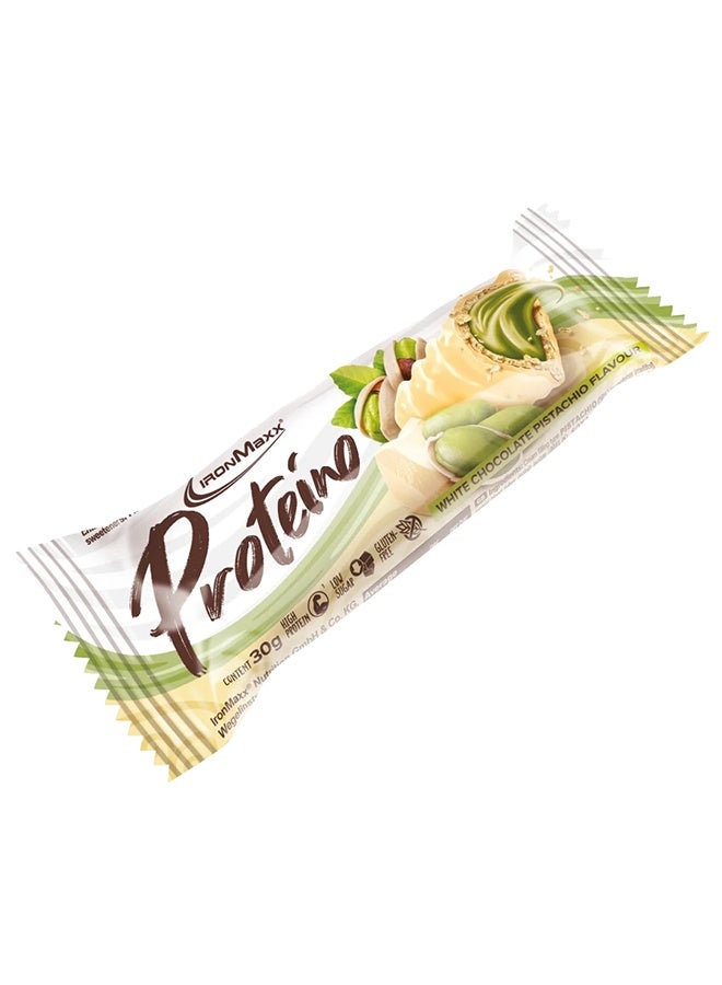IronMaxx PROTEINO | 12 x 30g | White Chocolate Pistachio Flavour,  Low Sugar Wafer Protein Bar | Gluten-Free - Image 1