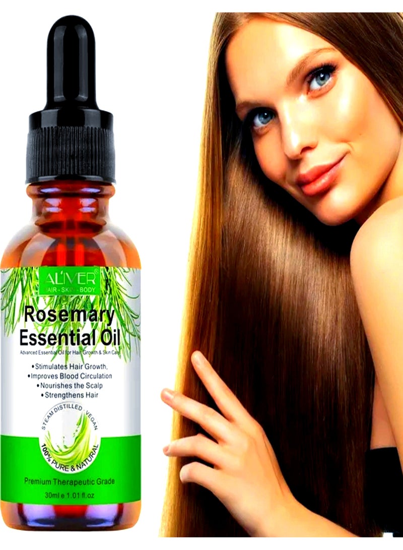ALIVER Rosemary Oil ( 30 ML x 2 ) Essential Oil , Aliver Rosemary Oil For Hair Growth Pure Organic Aliver Rosemary Oil For Hair , Dry Damaged Hair and Growth Hair Scalp Oil Pure and Natural Premium Quality Oil Hair Loss Treatment Oil for Men and Women  - Image 2