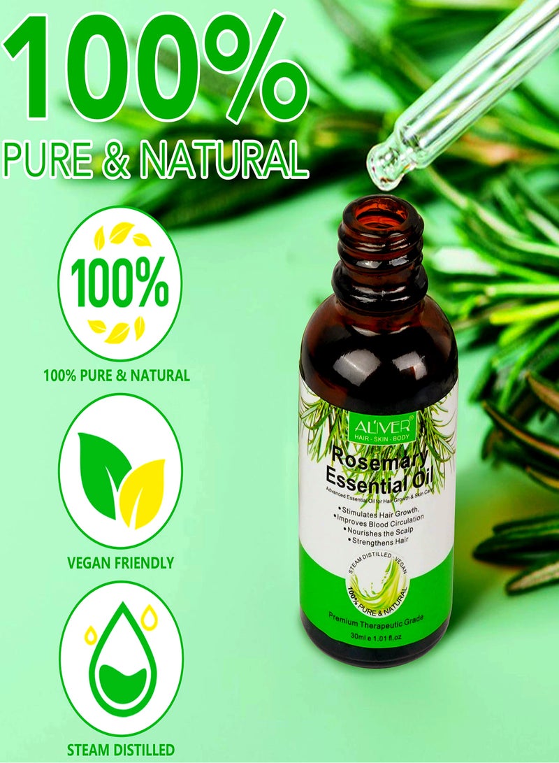 ALIVER Rosemary Oil ( 30 ML x 2 ) Essential Oil , Aliver Rosemary Oil For Hair Growth Pure Organic Aliver Rosemary Oil For Hair , Dry Damaged Hair and Growth Hair Scalp Oil Pure and Natural Premium Quality Oil Hair Loss Treatment Oil for Men and Women  - Image 4
