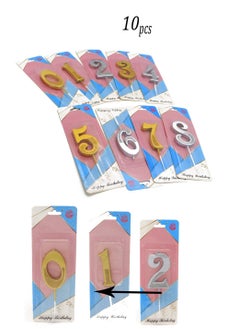 co arma Birthday number candles set in the shape of a crown, from zero to 9, silver and gold 
