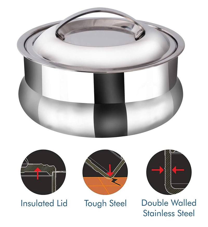 Petals Stainless Steel Insulated Hot Pot Belly Casserole 3 litres Standard Multicolor - Image 5
