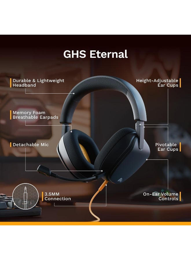 GLORIOUS GHS Eternal Stereo Gaming Headset for PC, PS5, PS4, Xbox, Switch - Specially Tuned Driver, Adjustable Detachable Microphone, 3.5mm - Durable, All Day - Black - Image 3
