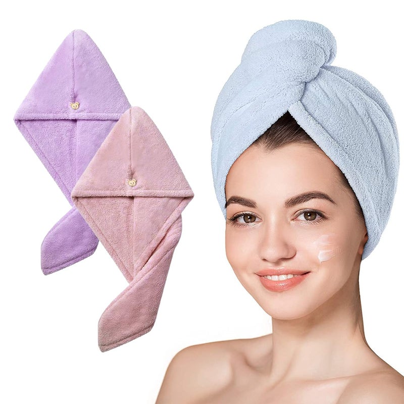 Yellow Weaves Microfiber Hair Towel Wrap Women Super Absorbent Head Towel Wrap Ladies Hair Turban Quick Drying Microfiber Towel Hair Salon Quality Hair Dry Cap (Multicolor,Pack Of 1)-500 Tc - Image 1