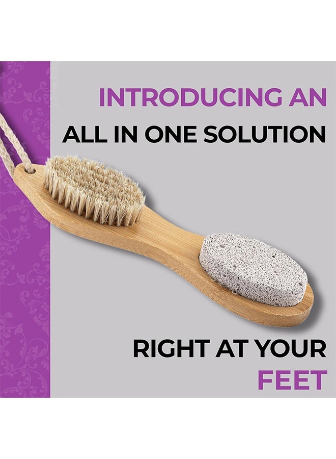قطعتان من أدوات تقشير القدمين متعددة الأغراض 4 في 1 فرشاة باديكير القدمين ومقشر الحجر الخفاف ومبرد للعناية الناعمة ومبرد القدم ومزيل الجلد الميت - Image 2