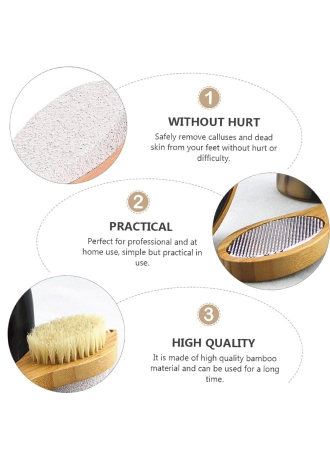 قطعتان من أدوات تقشير القدمين متعددة الأغراض 4 في 1 فرشاة باديكير القدمين ومقشر الحجر الخفاف ومبرد للعناية الناعمة ومبرد القدم ومزيل الجلد الميت - Image 5